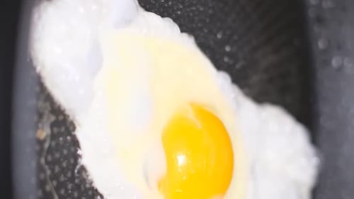 Scrambled Eggs Omelet in a Hot Pan with Heated Oil A Quick Healthy Breakfast Vertical Video