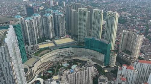 Aerial view of jakarta city urban skyscraper and building landscape