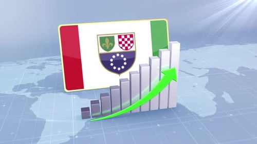 Bosnia And Herze Govina Federation Of Flag With Increasing Bar Chart Graph Green