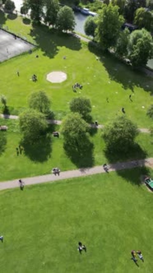 Aerial drone view of Cambridge UK