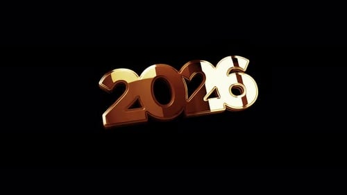 Elegant 3D Golden 2026 Rotating Year Title Animation