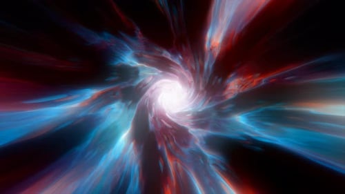 Mehrfarbiger Hypertunnel, Spinning Speed, Weltraumtunnel aus verdrehter, wirbelnder Energie, Magie, glühend