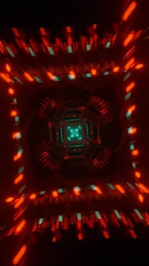 Futuristic Glowing Geometric Tunnel Abstract VJ Background Loop