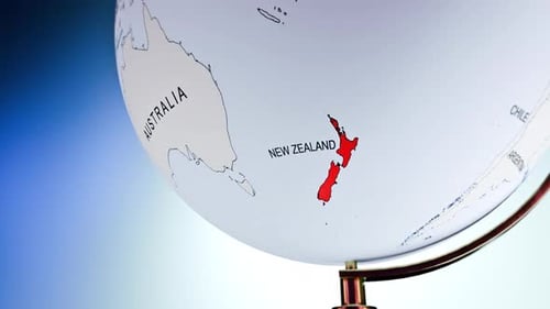 Rotating Earth Globe Approaches New Zealand