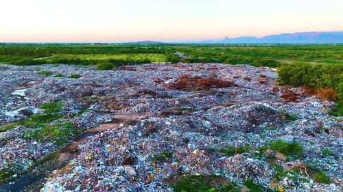 Garbage Dump And Birds - Aerial View