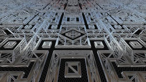 Futuristic Metallic Geometric Grid Pattern Loop Background