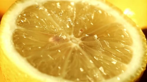 Macro Shot of Bright Yellow Lemon Half
