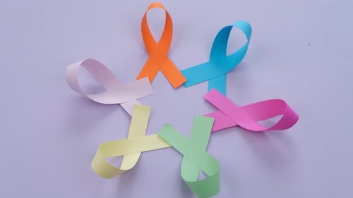 Colorful Paper Ribbons Arranged in Flower Shape