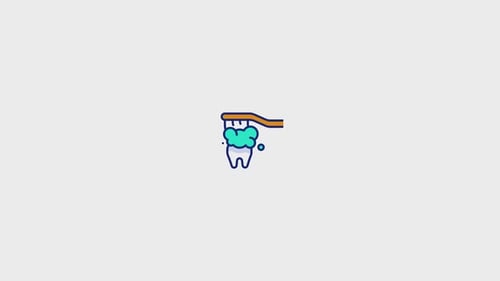 Dental Hygiene Tooth Brushing Flat Icon Animation