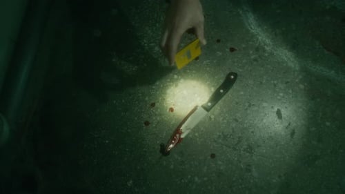 Knife Evidence Marker at Crime Scene