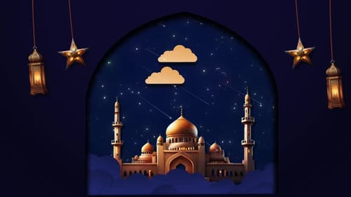 Ramadan Kareem Mosque Window View, Ramzan Mubarak Arabic Islamic Background With Beautiful