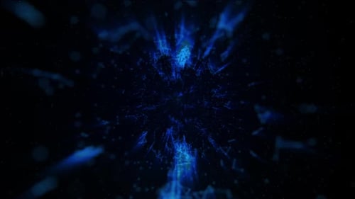 Flying Through Digital Data Tunnel, Made Of Digital Nodes And Connection Paths