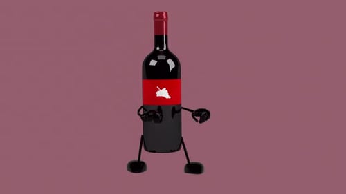 Fun 3D cartoon wine dancing (with alpha channel)