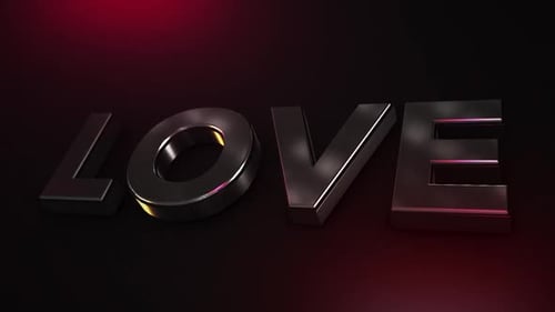 Cinematic metal love 3d text animation.