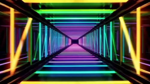 Futuristic Neon Light Tunnel Loop Animation