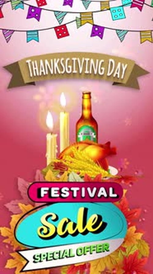 Animated Thanksgiving Day Festival Sale Promotional Animation