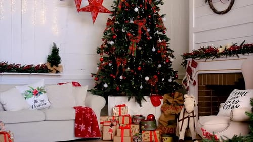 Christmas Decorations Displayed in Holiday Home Interior