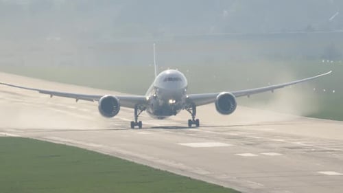 Passenger aircraft takes off for a vacation adventure over sprawling landscapes