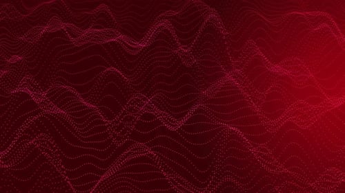 Fondo de plexo de tecnología de líneas dinámicas de partículas de onda 3D de color rojo brillante abstracto