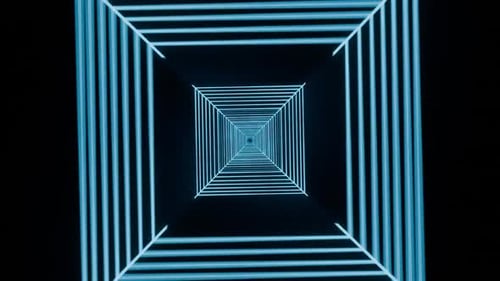 Futuristic 3d render, vj loop, technology tunnel with lights flashing. endless loop