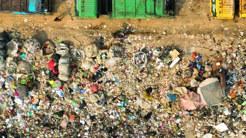 Garbage piles in landfills From an aerial view, Drone