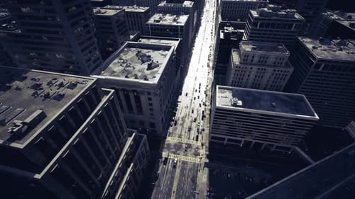 Aperçu du paysage urbain lumineux des rues de Chicago sous un soleil éclatant