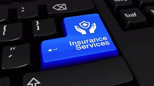 Insurance Services Round Motion On Computer Keyboard Button