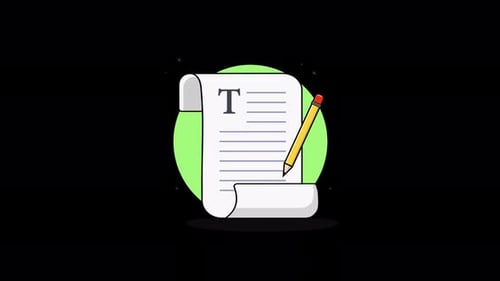 Animated Document and Pencil Flat Design Icon