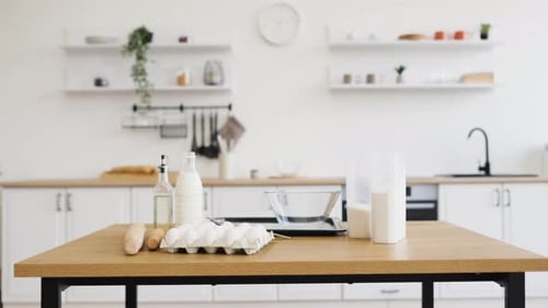Ingredients and Tools for Baking on Kitchen Table