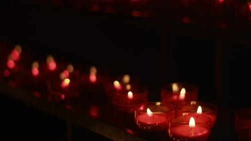 Red Wish And Pray Candles In A Catholic Church 04