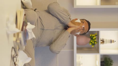 Vertical video of Runny nose.