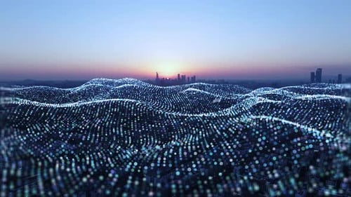 smart Connected city skyline. Futuristic network concept, city Technology