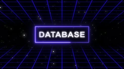 Retro Neon Grid Database Text Reveal Animation