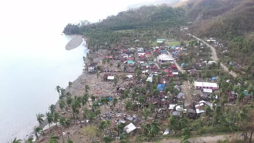 Coastal Town Destroyed By Typhoon Odette At Southern Leyte In The Philippines Last December 2021. Ae