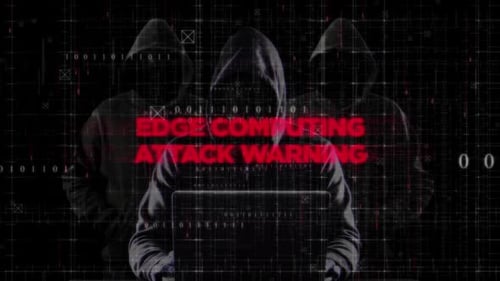Edge Computing Attack Warning Text Animation On Digital Background