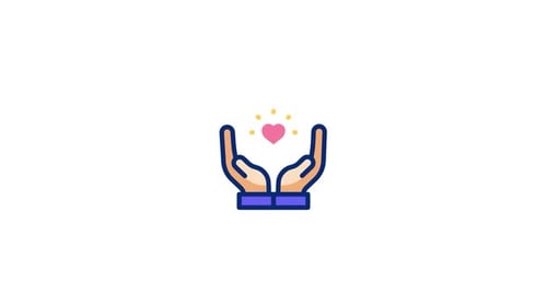 Animated Hands Holding Heart Love and Support Icon