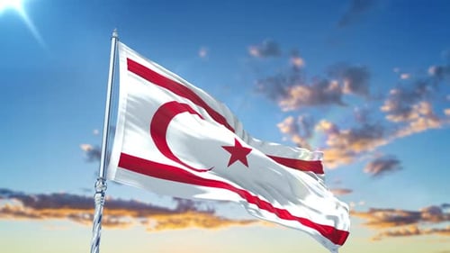 Realistic Waving National Flag Against Blue Sky