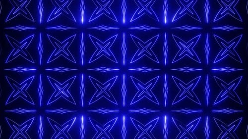Blue On Black Abstract Neon Glowing Star Patterns Background Vj Loop Animation In 4K