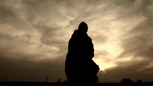 Einsatzbereiter Rucksack „Soldier's Silhouette Against Sunset Sky“
