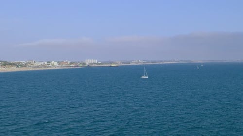 Santa Monica Pier Sailboat Aerial