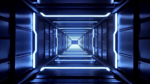 Futuristic Blue Sci Fi Corridor Tunnel Loop
