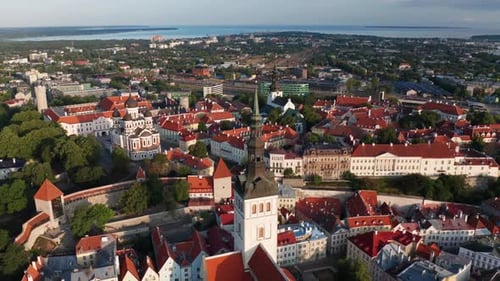 Aerial View of Tallinn, Estonia's Historic City Center
