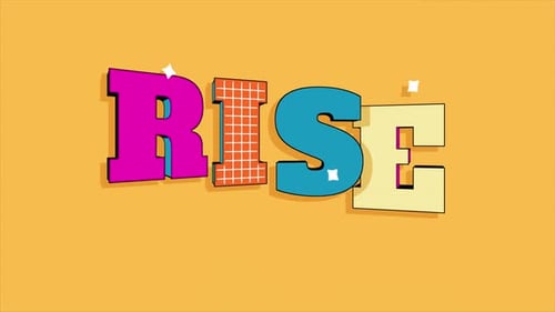 Fun Animated Inspirational word RISE Sign Looping Background