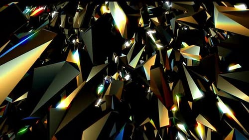 Animation de fond de motif de fraction de cristal doré géométrique abstrait