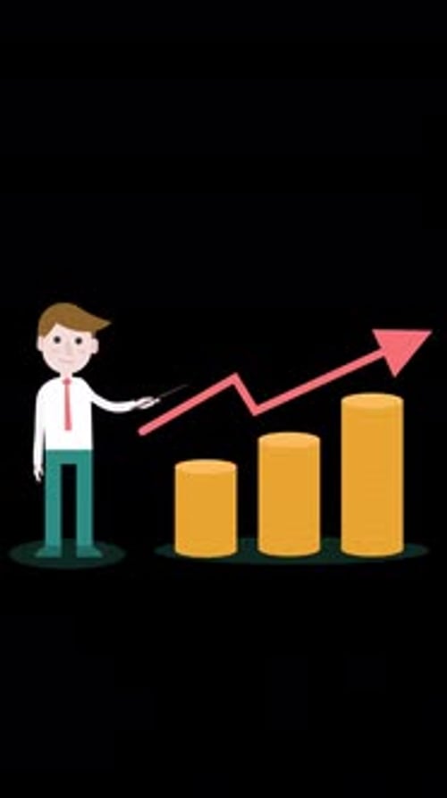 2D Businessman Gives Explanation Vertical Animation Alpha Channel