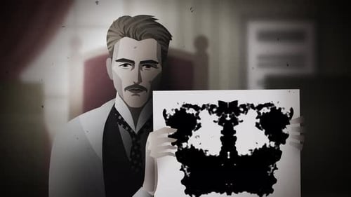 psicólogo que presenta la prueba de manchas de tinta de Rorschach
