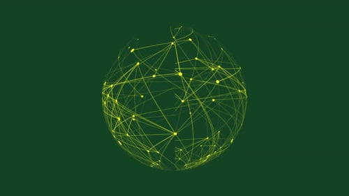 Plexus Planet Network Connection, Digital Globe Sphere Abstract Geometric Plexus Alpha Channel. 5337