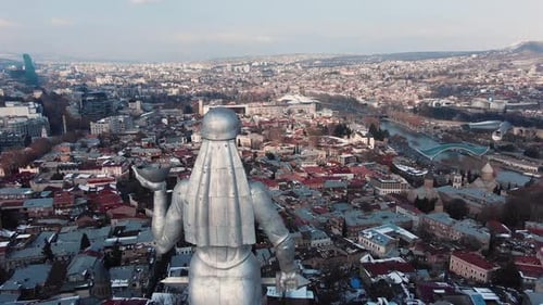 Aerial View of Tbilisi From the Mother of Georgia Statue