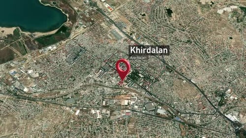 Plan de la ville de Khirdalan/Xırdalan Zoom (Azerbaïdjan) de l'espace à la Terre