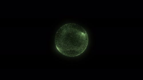 Abstract Green Glowing Particle Sphere Digital Loop Animation
